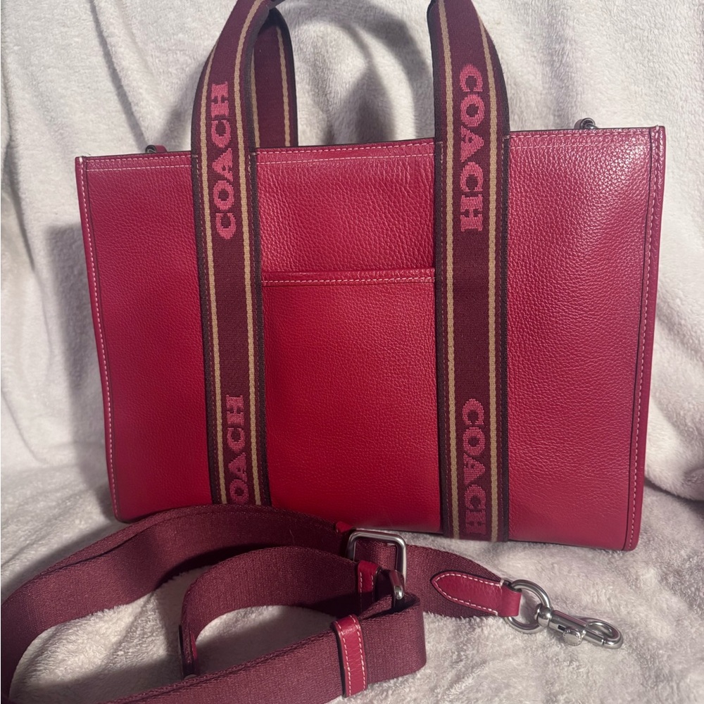 Coach Smith Red Leather Tote Bag